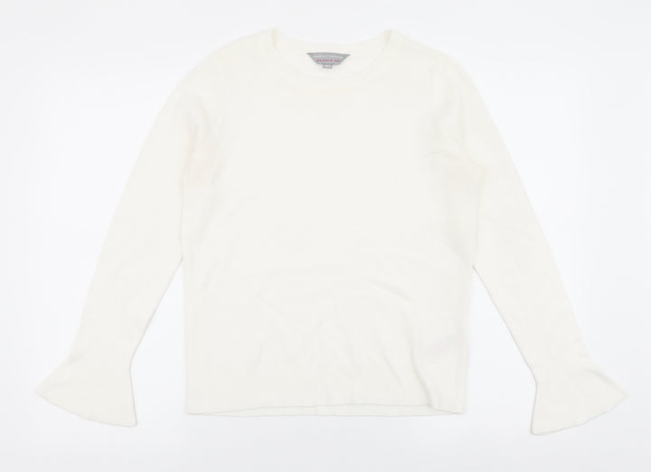 dorothy perkins Womens White Round Neck Acrylic Pullover Jumper Size 12