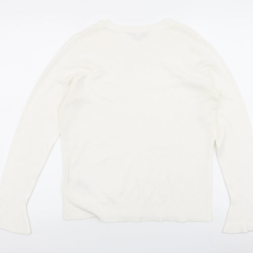 dorothy perkins  Womens White Round Neck  Acrylic Pullover Jumper Size 12