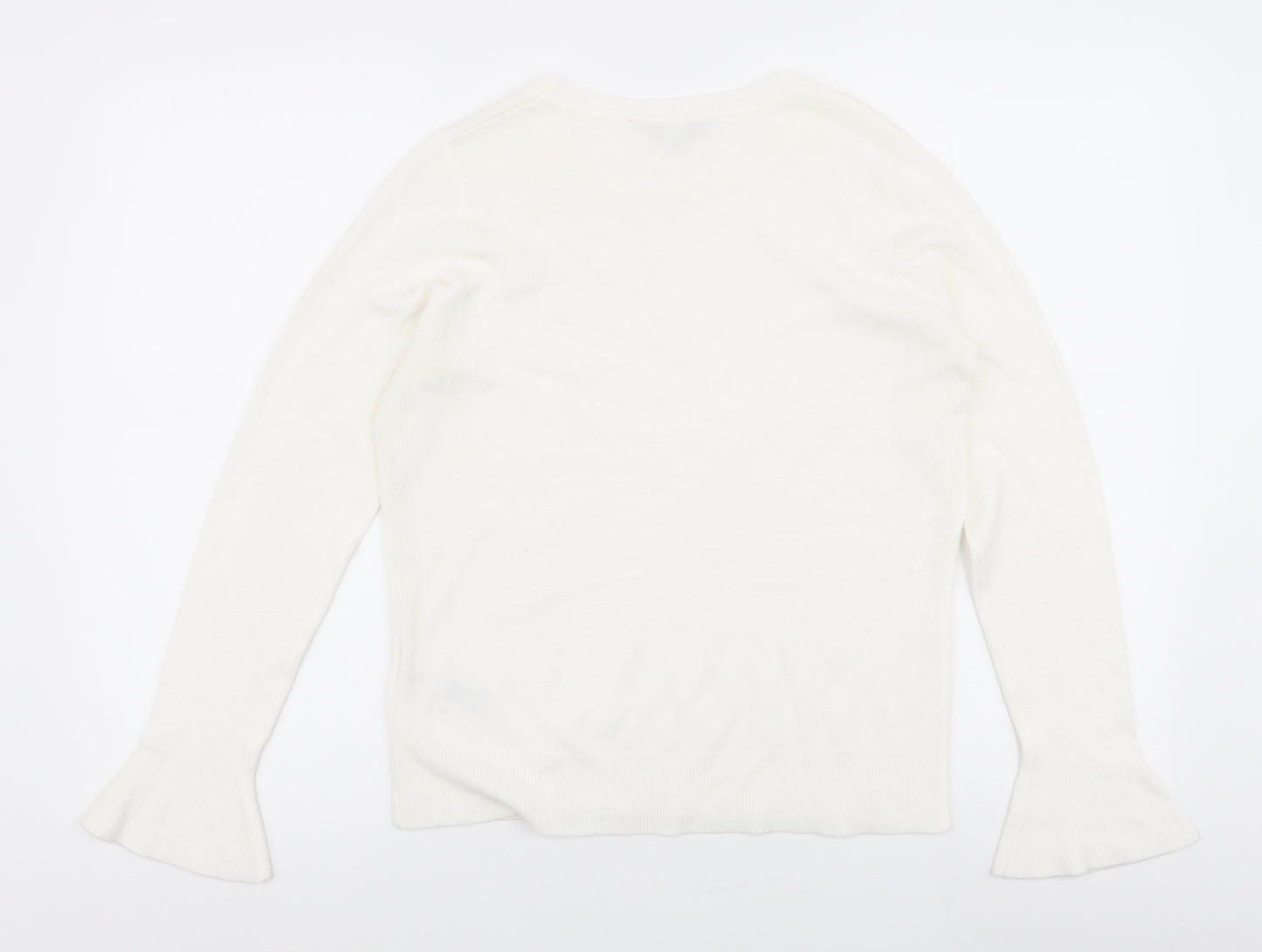 dorothy perkins  Womens White Round Neck  Acrylic Pullover Jumper Size 12