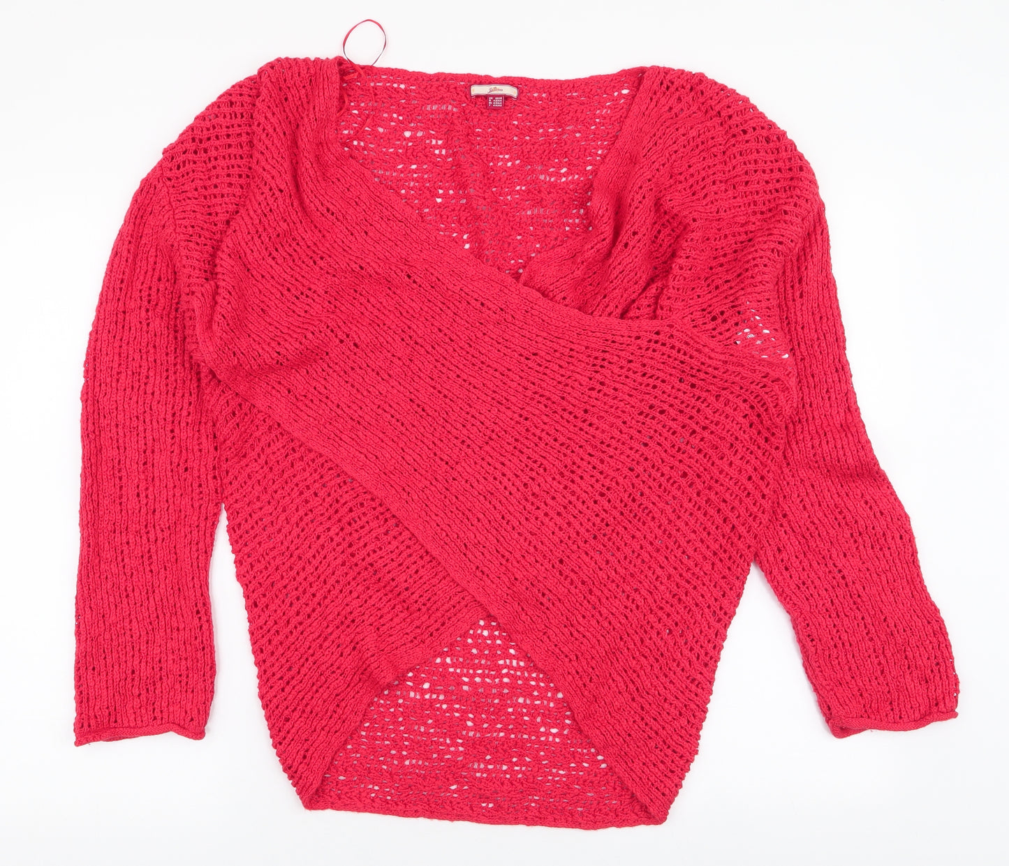 Joe Browns Womens Red V-Neck  Cotton Wrap Jumper Size 16