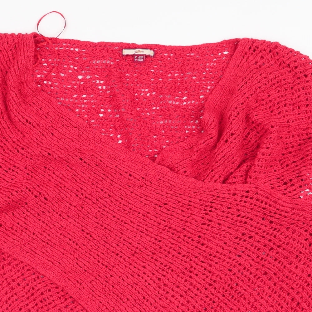 Joe Browns Womens Red V-Neck  Cotton Wrap Jumper Size 16