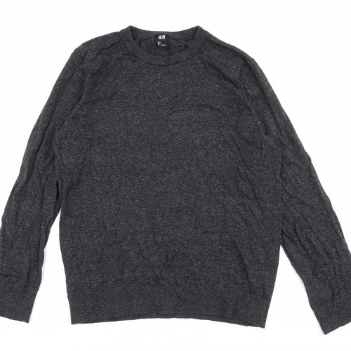 H&M Mens Grey  Cotton Pullover Sweatshirt Size L