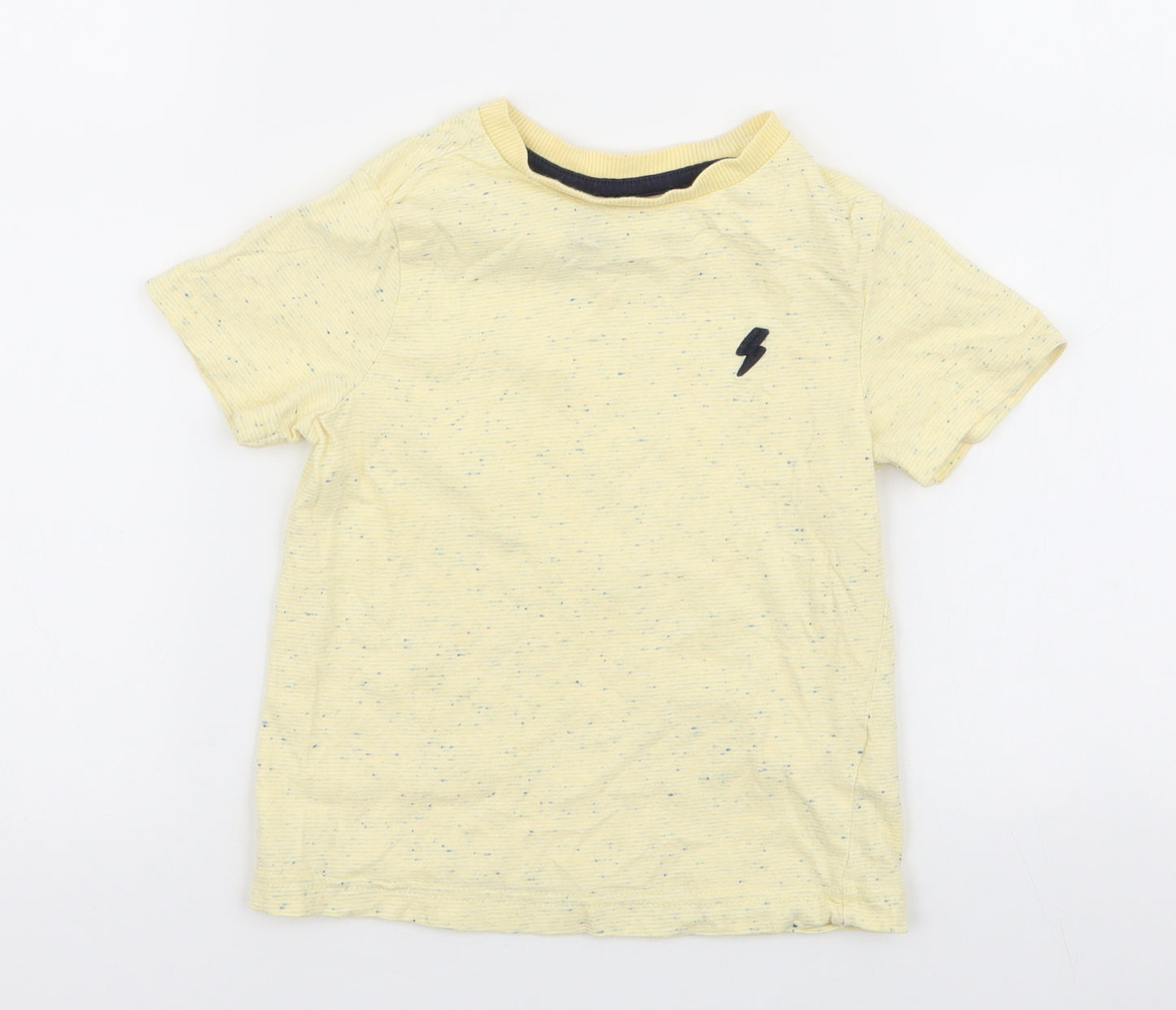 F&F Boys Yellow  Cotton Jersey T-Shirt Size 3-4 Years Round Neck Pullover
