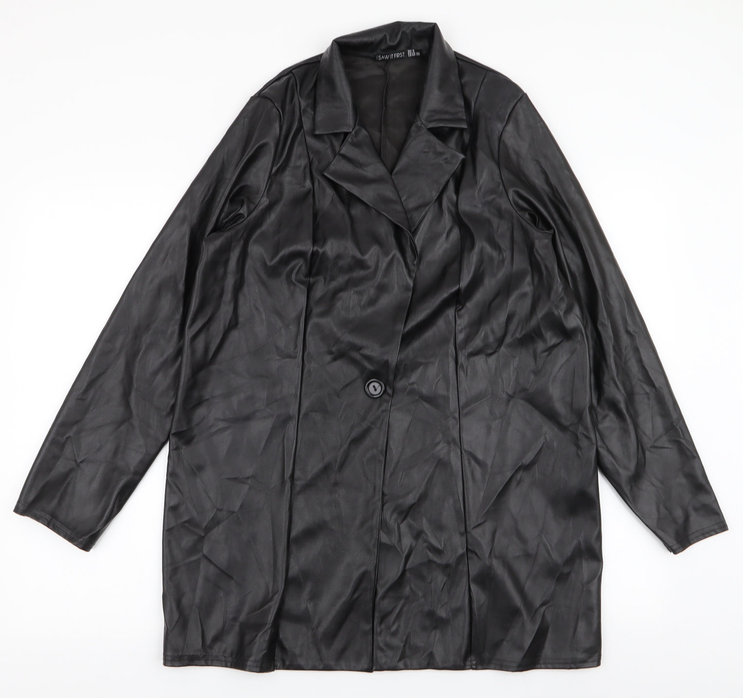 I saw it first  Womens Black   Jacket  Size 8  Button - Faux Leather