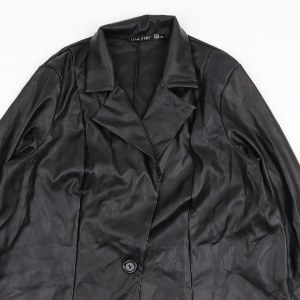I saw it first  Womens Black   Jacket  Size 8  Button - Faux Leather