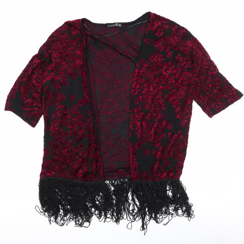 Atmosphere Womens Red V-Neck Floral Polyester Cardigan Jumper Size XS