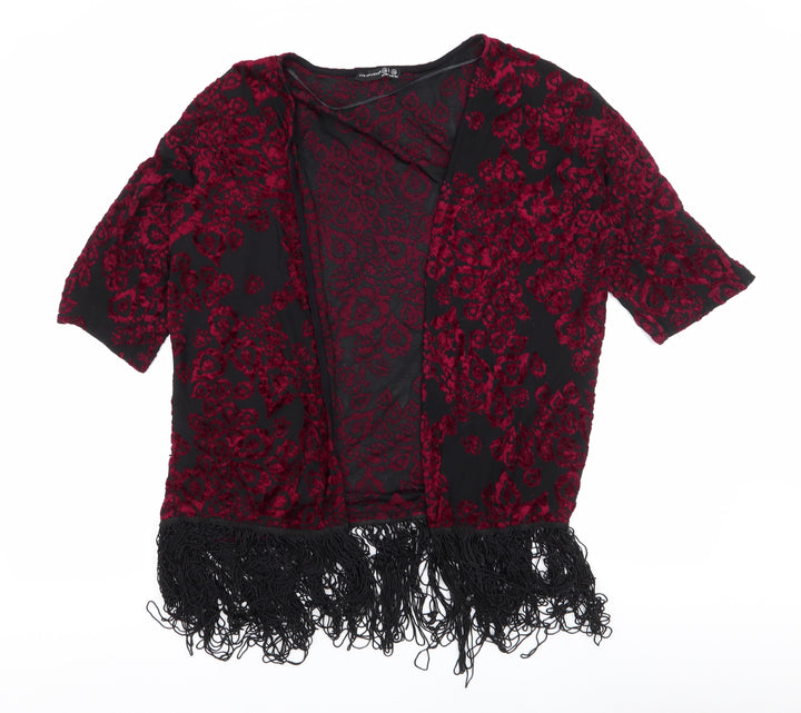 Atmosphere Womens Red V-Neck Floral Polyester Cardigan Jumper Size XS