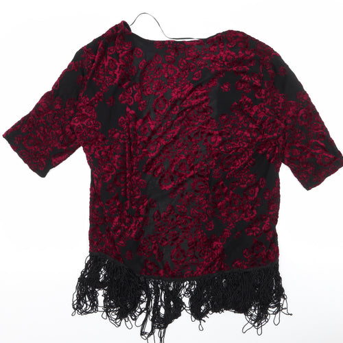 Atmosphere Womens Red V-Neck Floral Polyester Cardigan Jumper Size XS