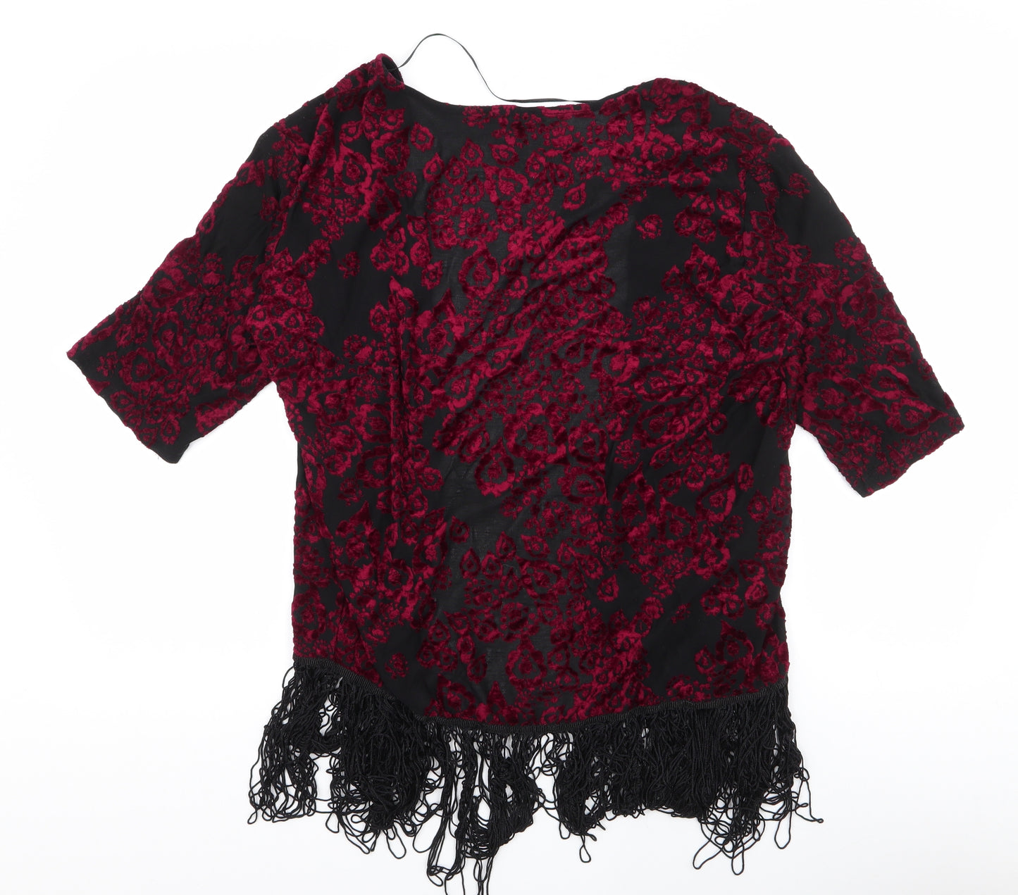 Atmosphere Womens Red V-Neck Floral Polyester Cardigan Jumper Size XS