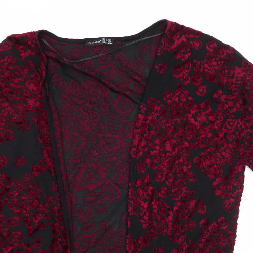 Atmosphere Womens Red V-Neck Floral Polyester Cardigan Jumper Size XS