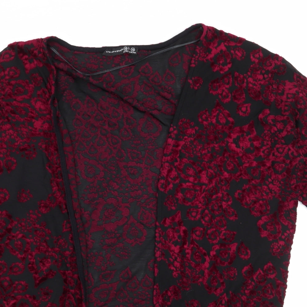 Atmosphere Womens Red V-Neck Floral Polyester Cardigan Jumper Size XS