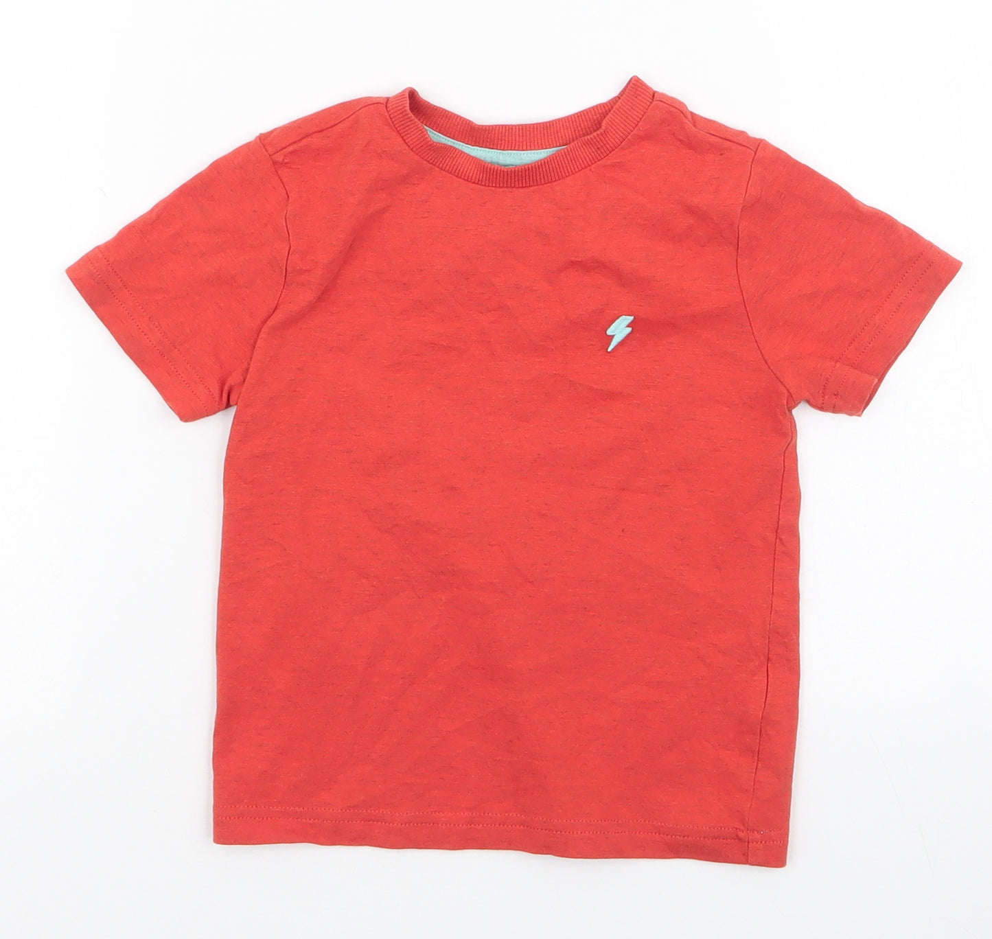 F&F Boys Orange  Cotton Jersey T-Shirt Size 2-3 Years Round Neck Pullover