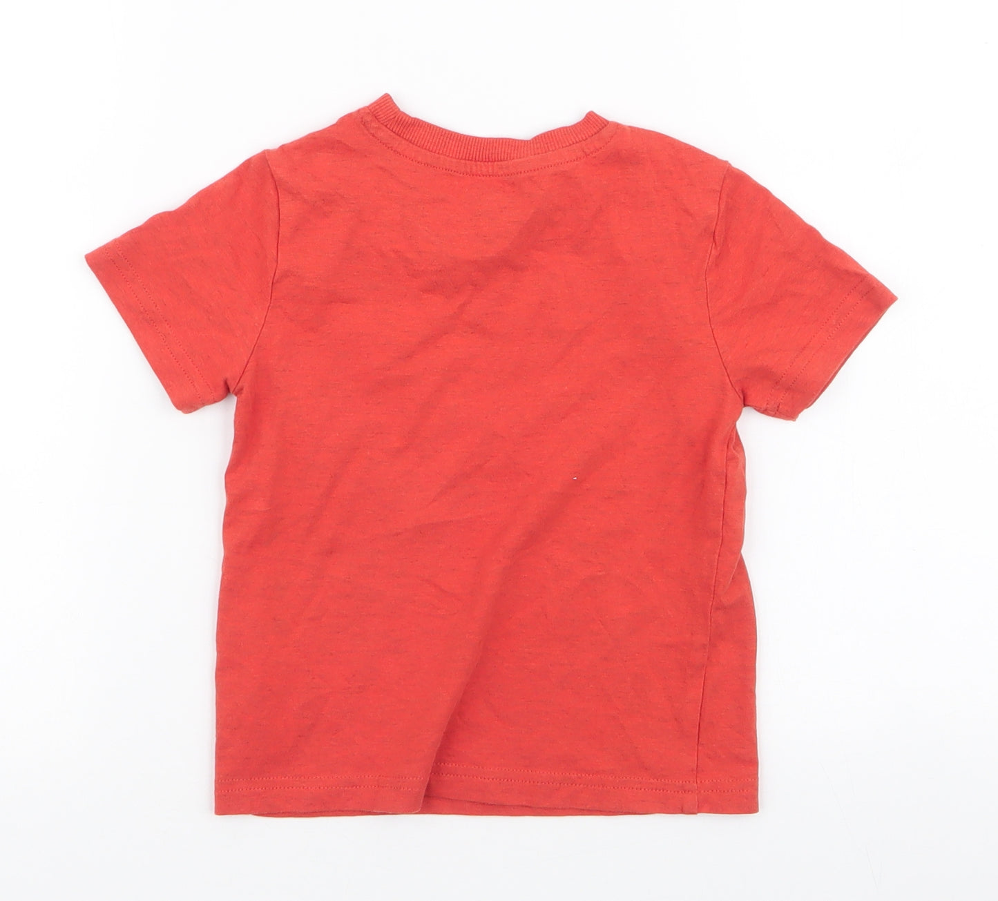 F&F Boys Orange  Cotton Jersey T-Shirt Size 2-3 Years Round Neck Pullover