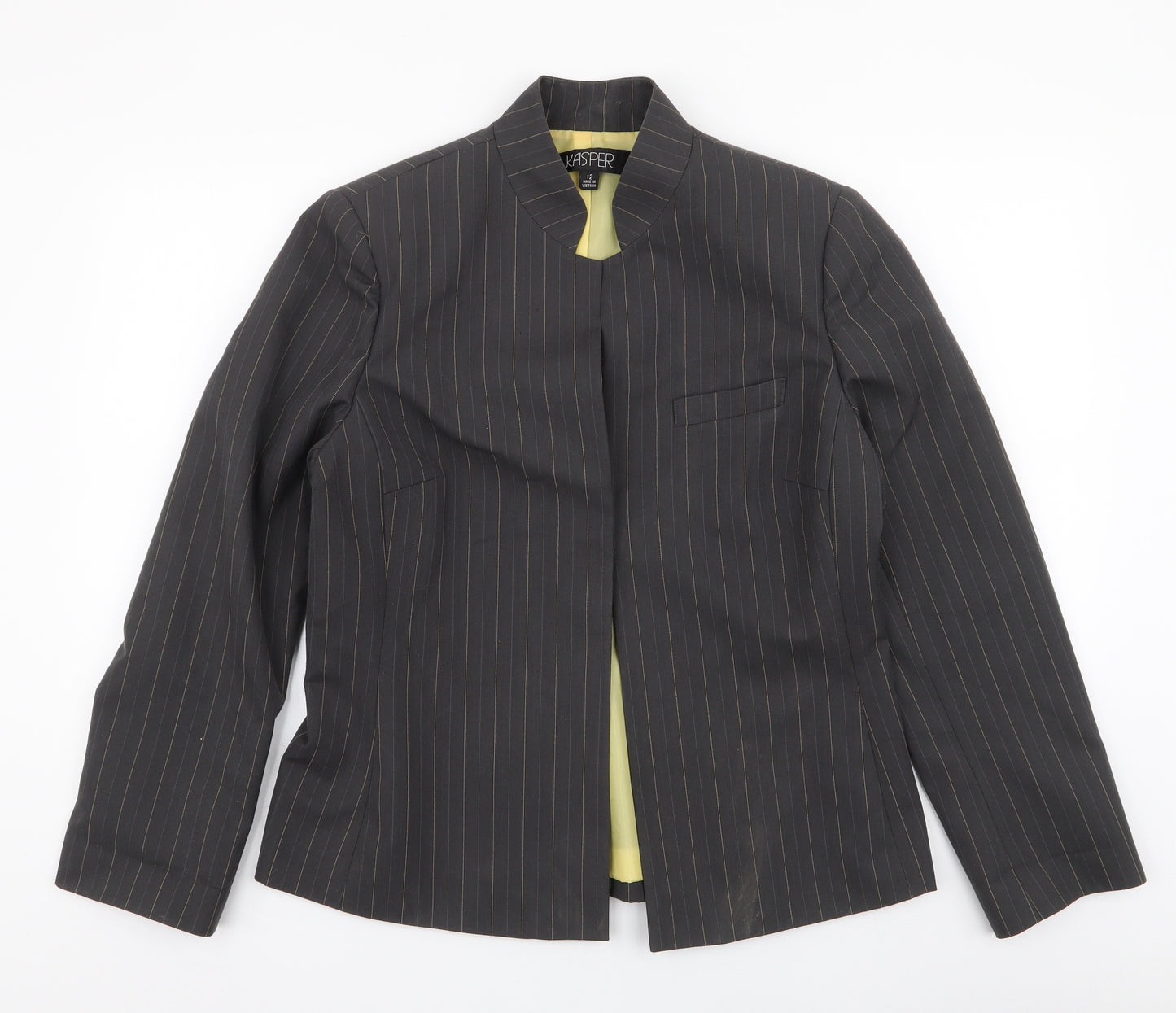 Kasper Womens Grey Striped  Jacket Blazer Size 12