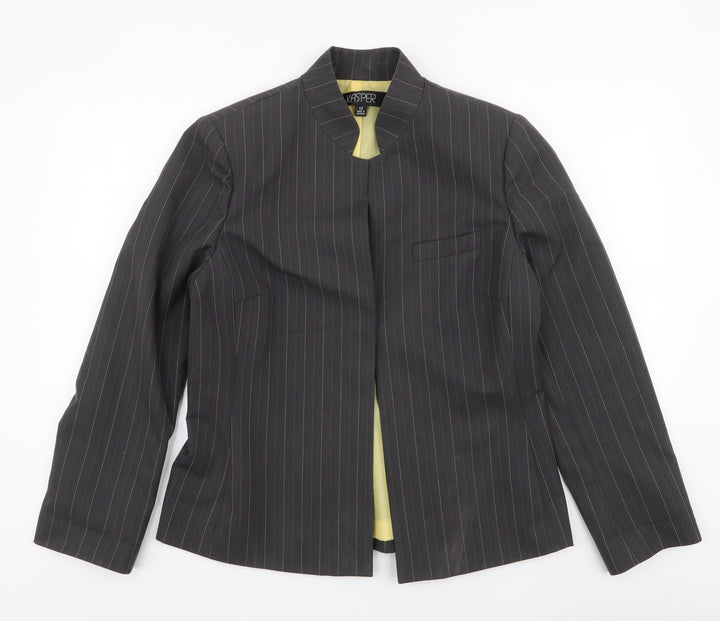 Kasper Womens Grey Striped  Jacket Blazer Size 12