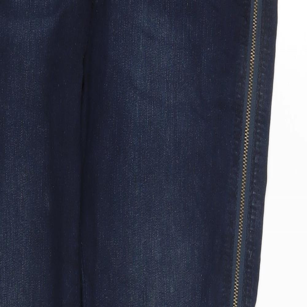 Marks and Spencer Womens Blue  Cotton Skinny Jeans Size 14 L29 in Slim Zip