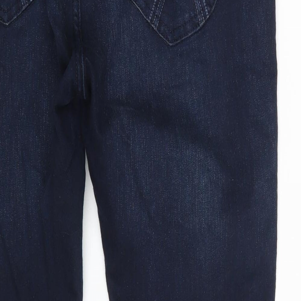 Marks and Spencer Womens Blue  Cotton Skinny Jeans Size 14 L29 in Slim Zip