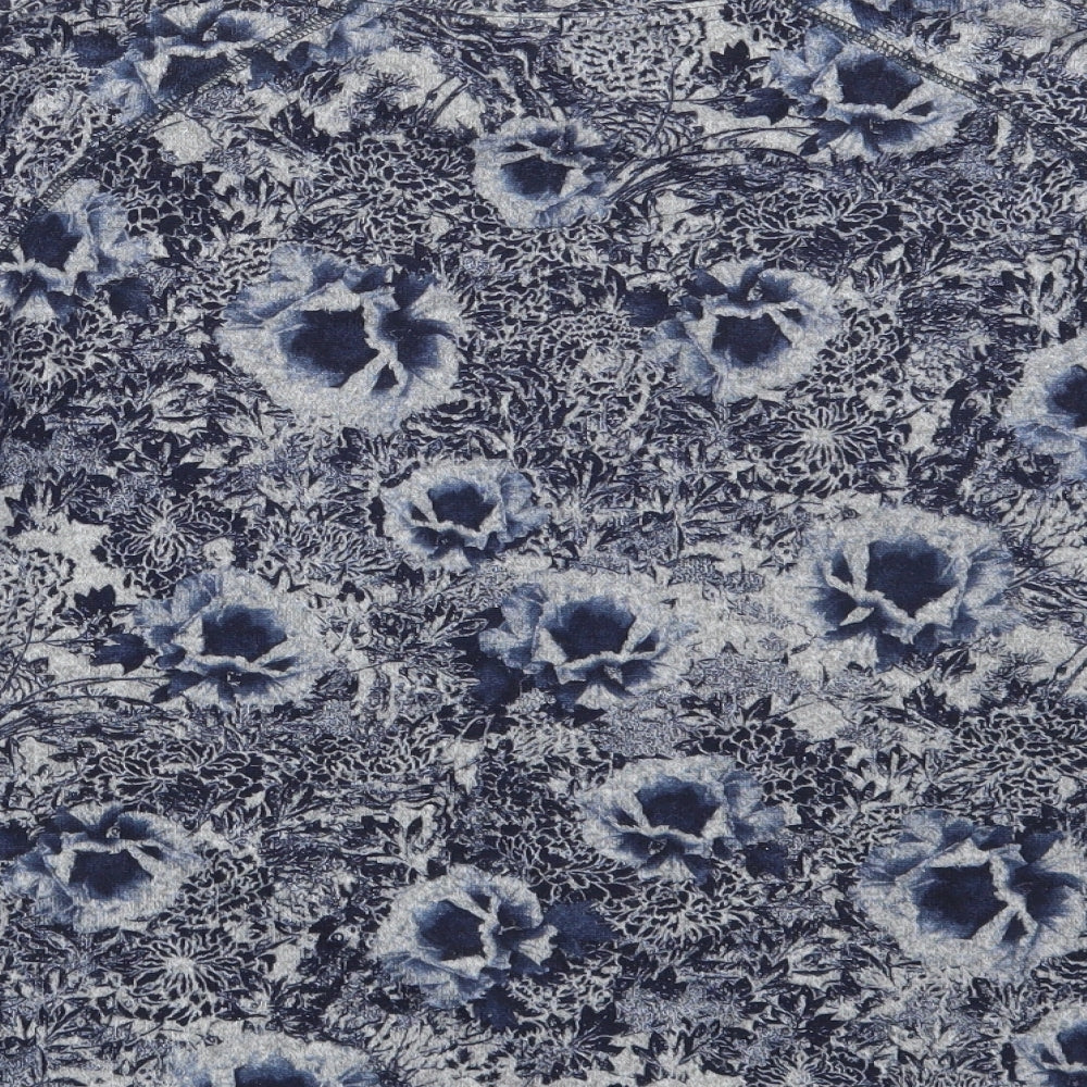Marks and Spencer Womens Blue Round Neck Floral Polyester Pullover Jumper Size 16