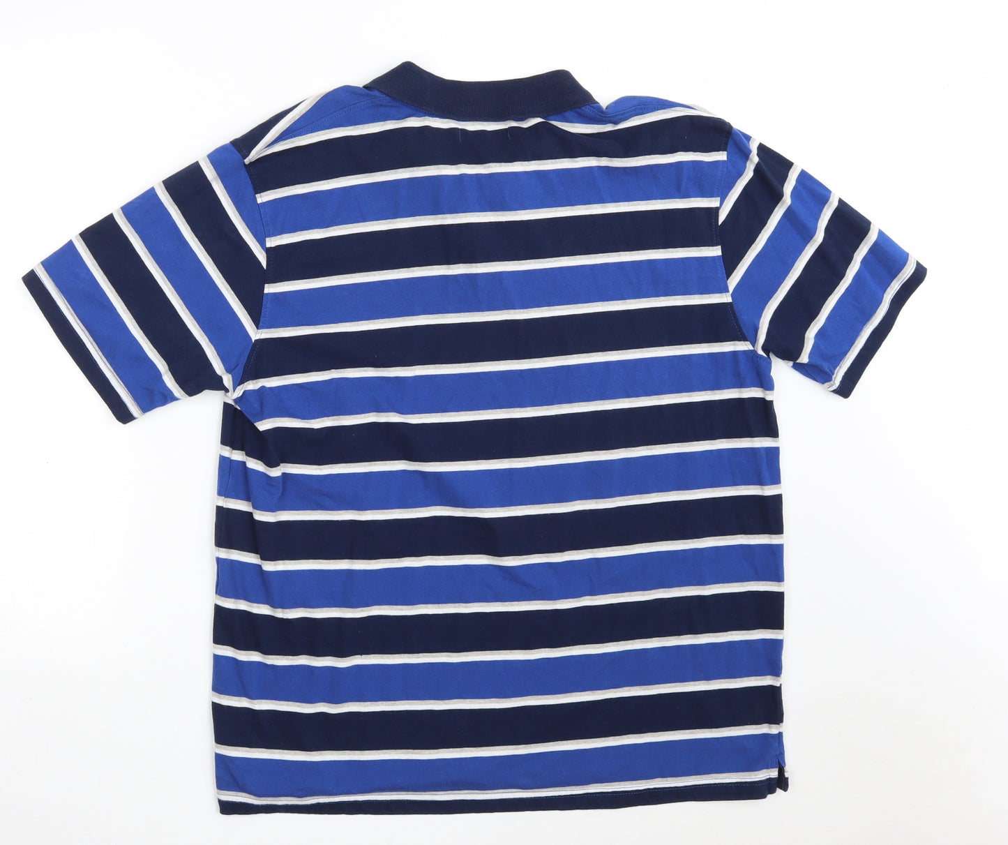 Dunnes Stores Mens Blue Striped Cotton  Polo Size XL Collared Button