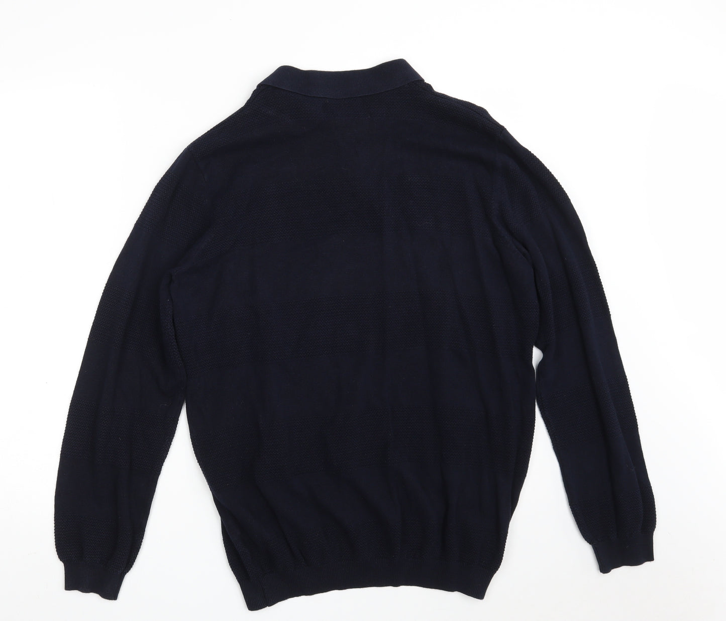Easy Mens Blue Collared  Cotton Pullover Jumper Size XL