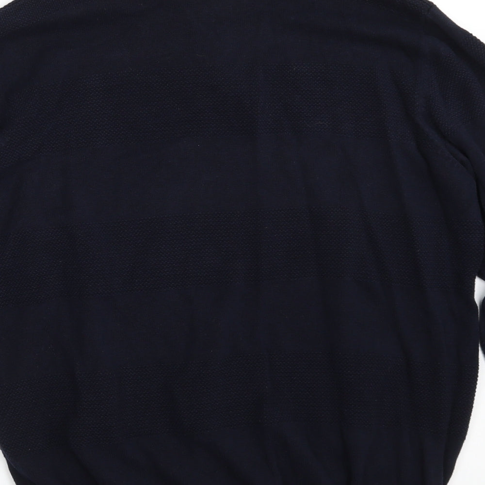 Easy Mens Blue Collared  Cotton Pullover Jumper Size XL