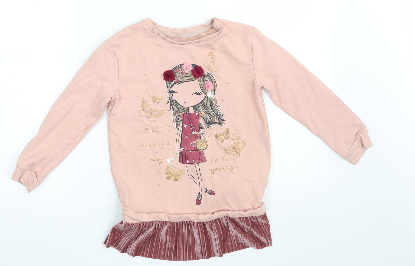 George Girls Pink  Cotton Pullover Sweatshirt Size 7-8 Years