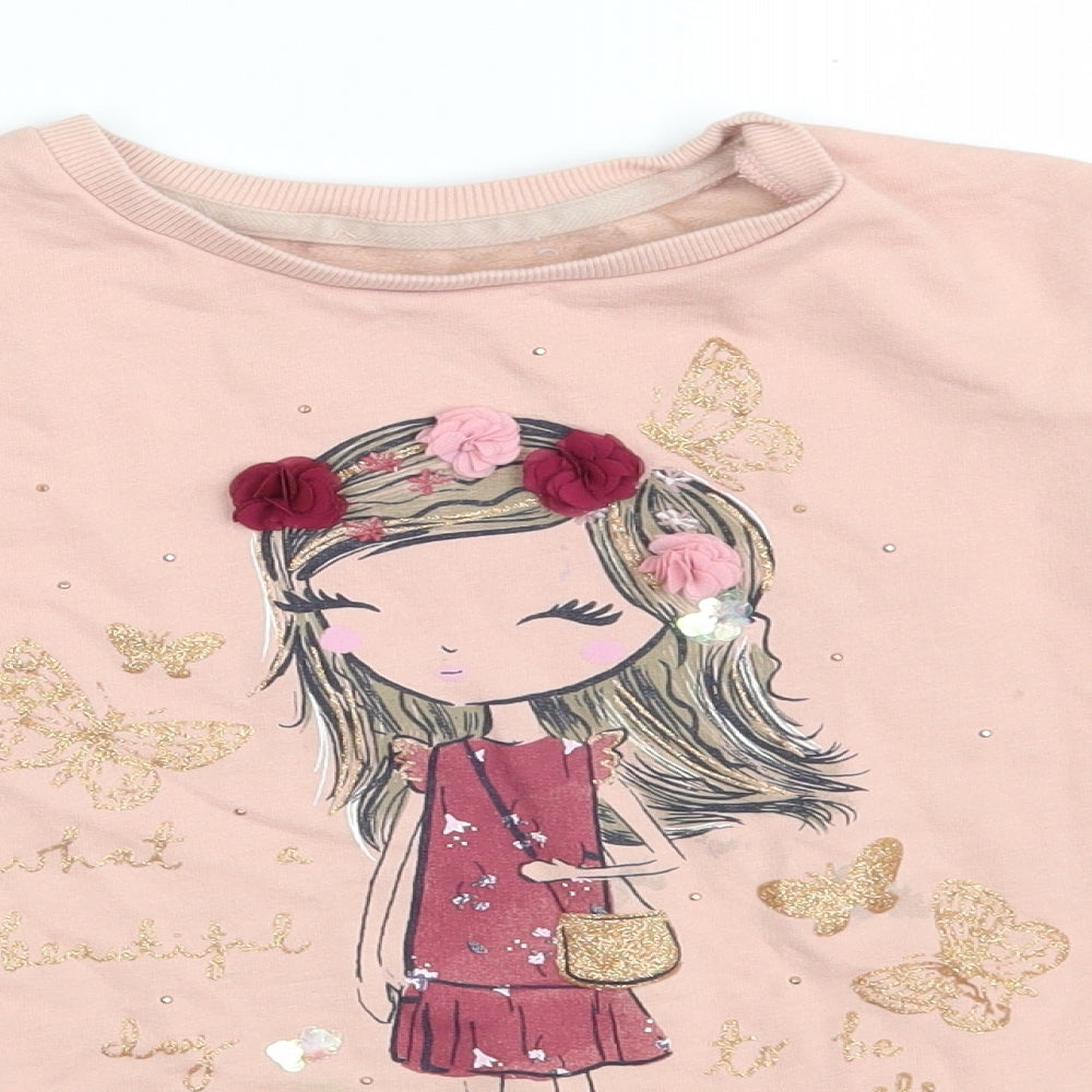 George Girls Pink  Cotton Pullover Sweatshirt Size 7-8 Years