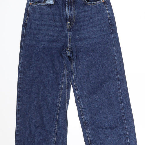 Topshop Womens Blue  Cotton Cropped Jeans Size 24 in L22 in Regular Zip