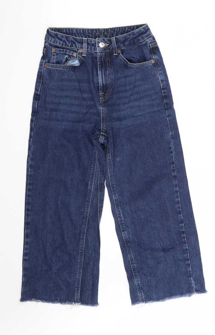 Topshop Womens Blue Cotton Cropped Jeans Size 24 in L22 in Regular Zip