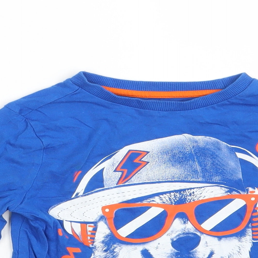 F&F Boys Blue  100% Cotton Basic T-Shirt Size 5-6 Years Round Neck  - Wild Thing