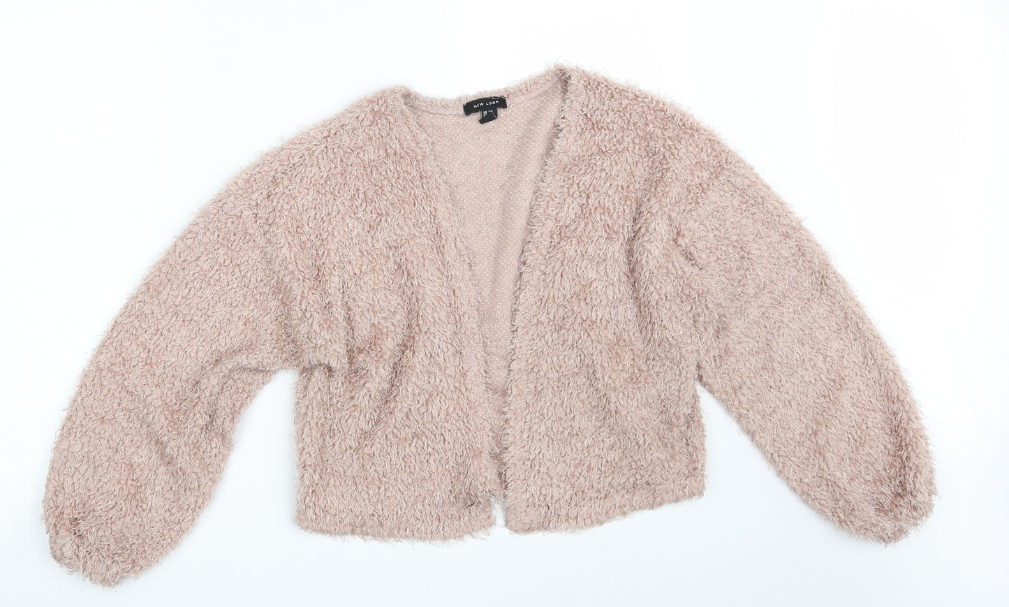 New Look Womens Pink V-Neck  Polyester Cardigan Jumper Size S   - Cropped