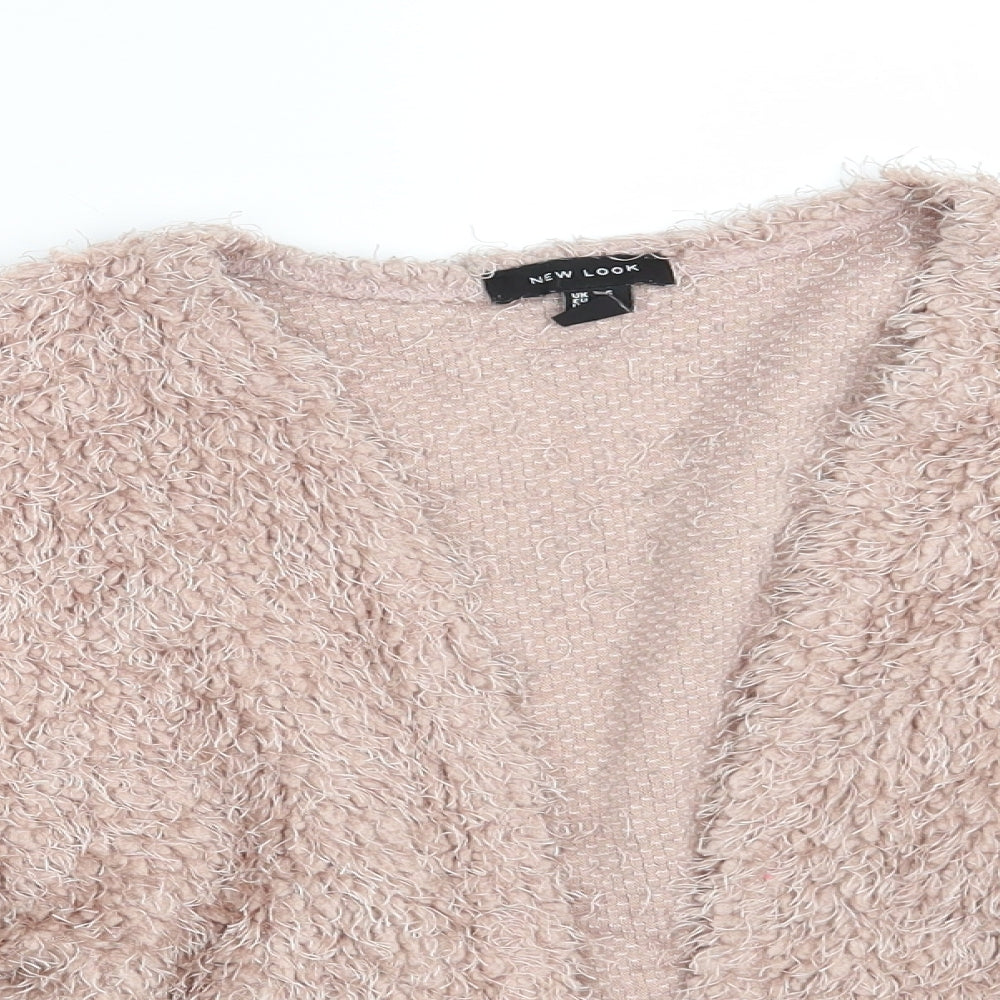 New Look Womens Pink V-Neck  Polyester Cardigan Jumper Size S   - Cropped