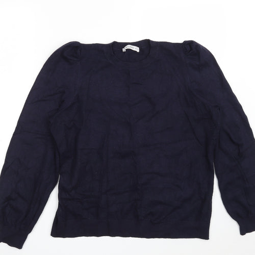 Gallery Womens Blue Round Neck  Viscose Pullover Jumper Size L