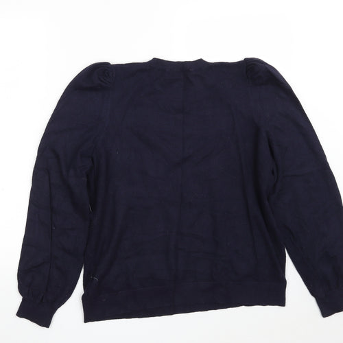 Gallery Womens Blue Round Neck  Viscose Pullover Jumper Size L