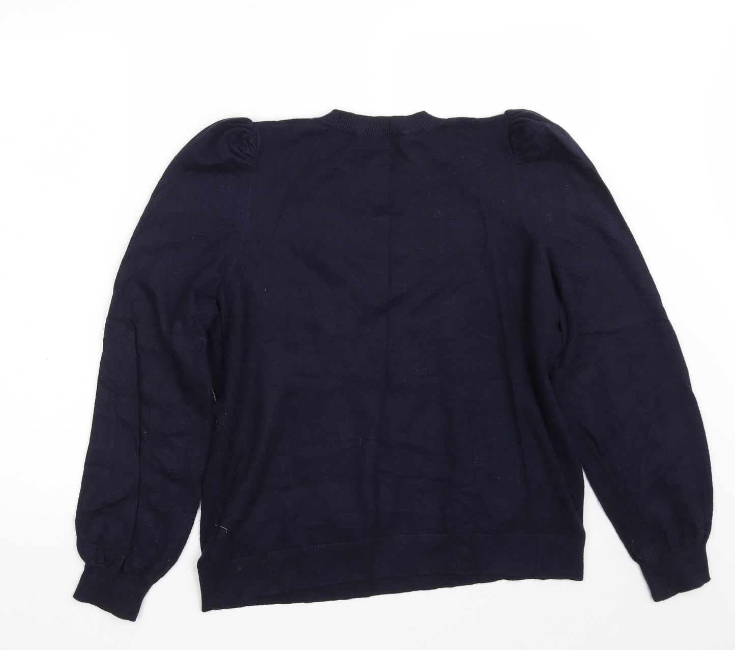 Gallery Womens Blue Round Neck  Viscose Pullover Jumper Size L