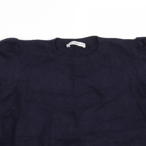 Gallery Womens Blue Round Neck  Viscose Pullover Jumper Size L