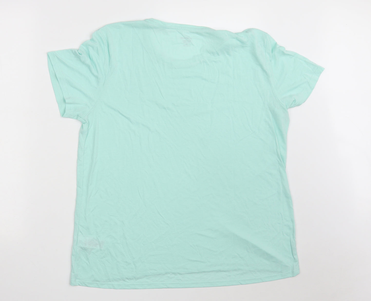 Marks and Spencer Womens Green  Polyester Basic T-Shirt Size 16 Crew Neck