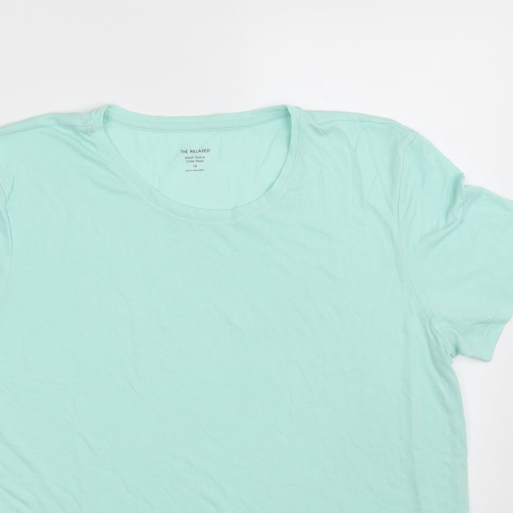 Marks and Spencer Womens Green  Polyester Basic T-Shirt Size 16 Crew Neck
