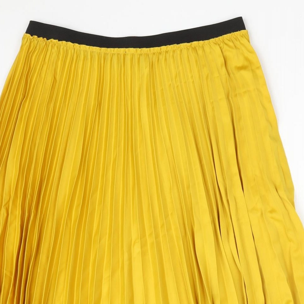 F&F Womens Yellow  Polyester A-Line Skirt Size 14