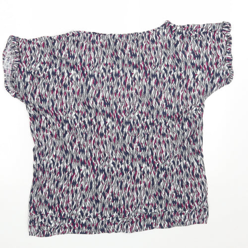 Marks and Spencer Womens Blue Argyle/Diamond Viscose Basic T-Shirt Size 16 Round Neck