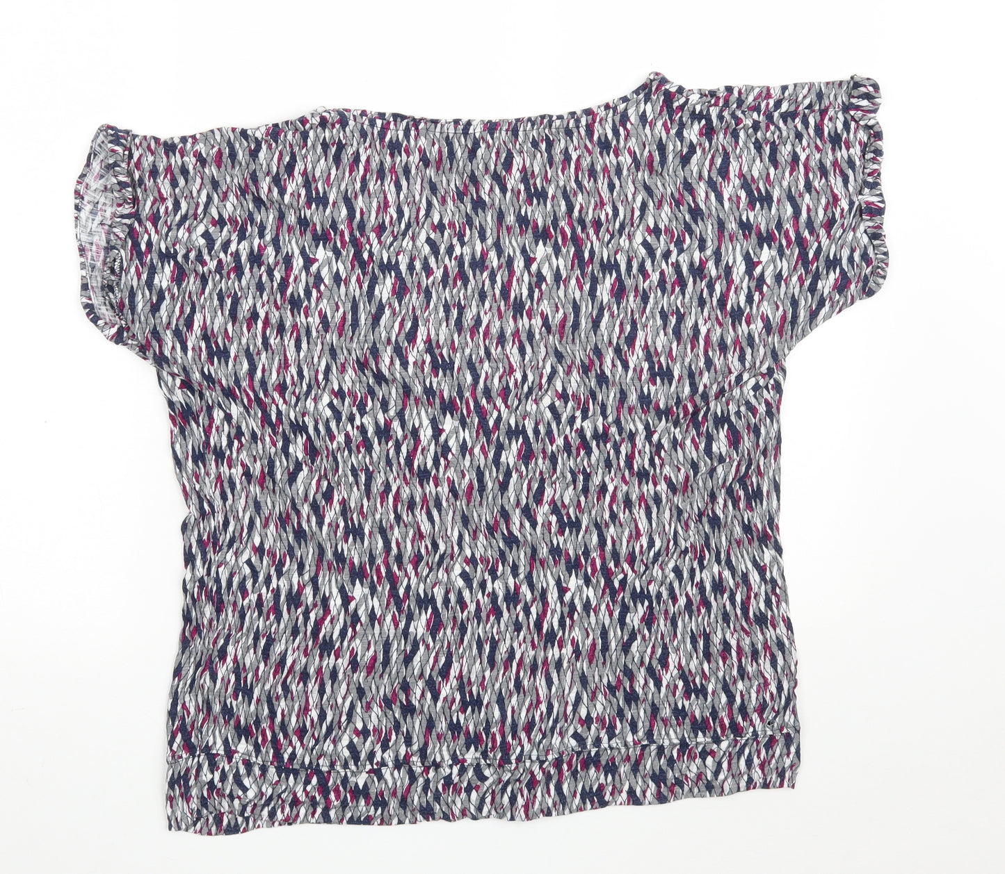 Marks and Spencer Womens Blue Argyle/Diamond Viscose Basic T-Shirt Size 16 Round Neck