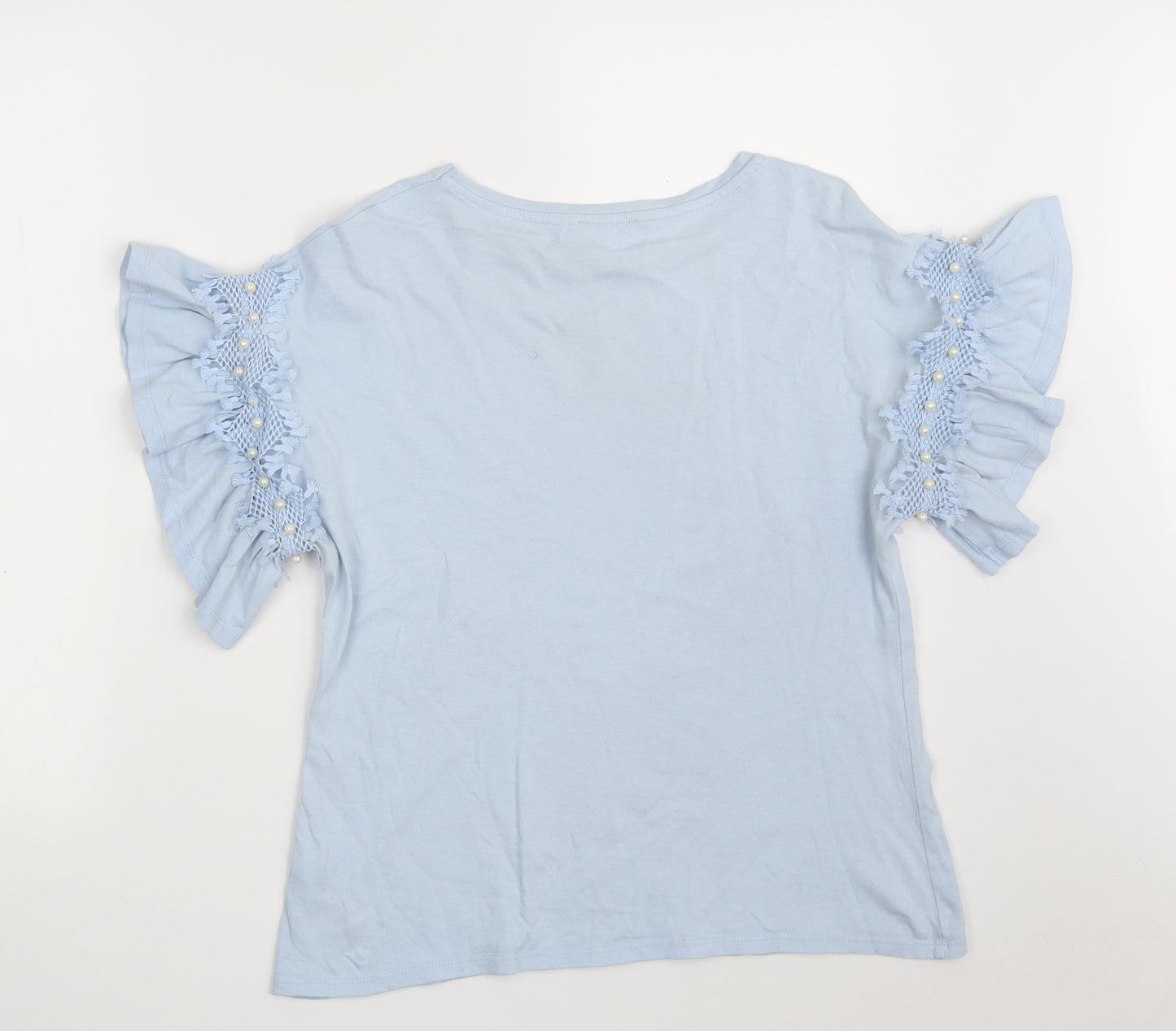 Savida Womens Blue  Cotton Basic T-Shirt Size M Round Neck