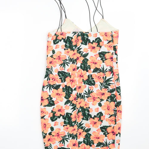 Blue Inc Womens Multicoloured Floral Polyester Bodycon  Size 12  V-Neck