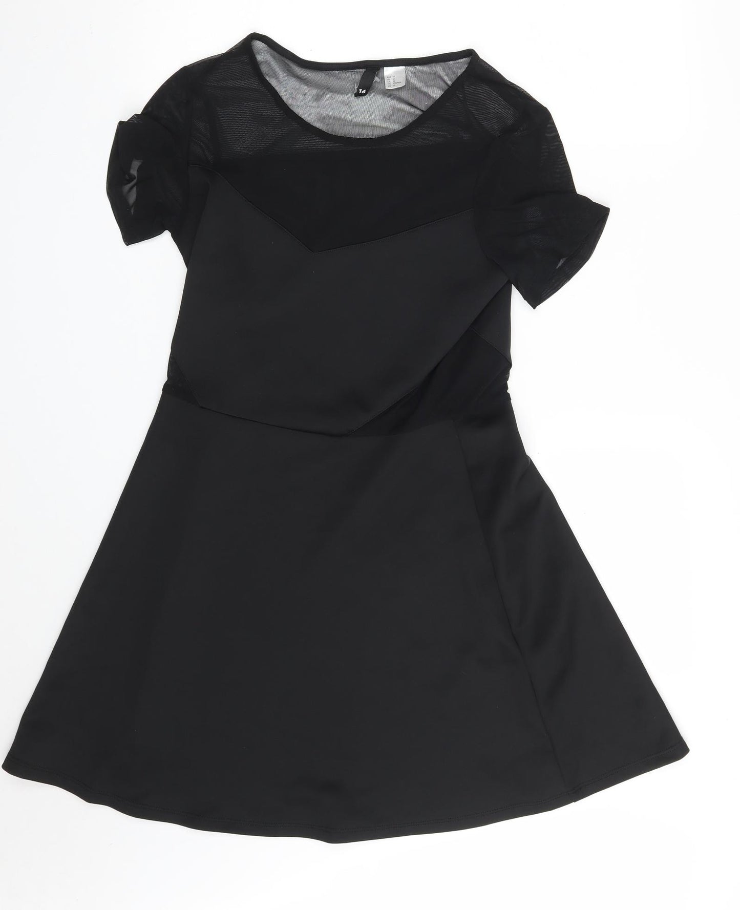 H&M Womens Black  Polyester A-Line  Size 14  Round Neck