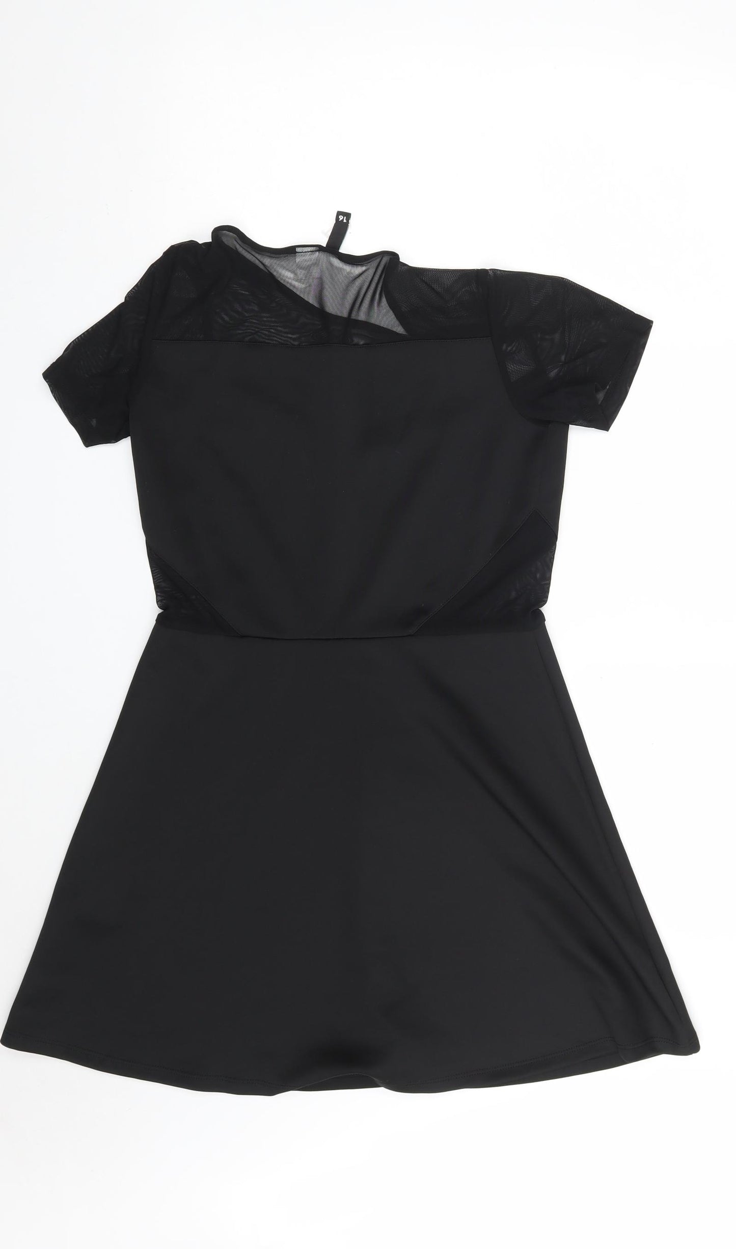 H&M Womens Black  Polyester A-Line  Size 14  Round Neck