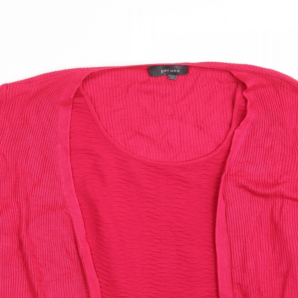 Marks and Spencer Womens Pink Scoop Neck  Polyester Wrap Jumper Size 16