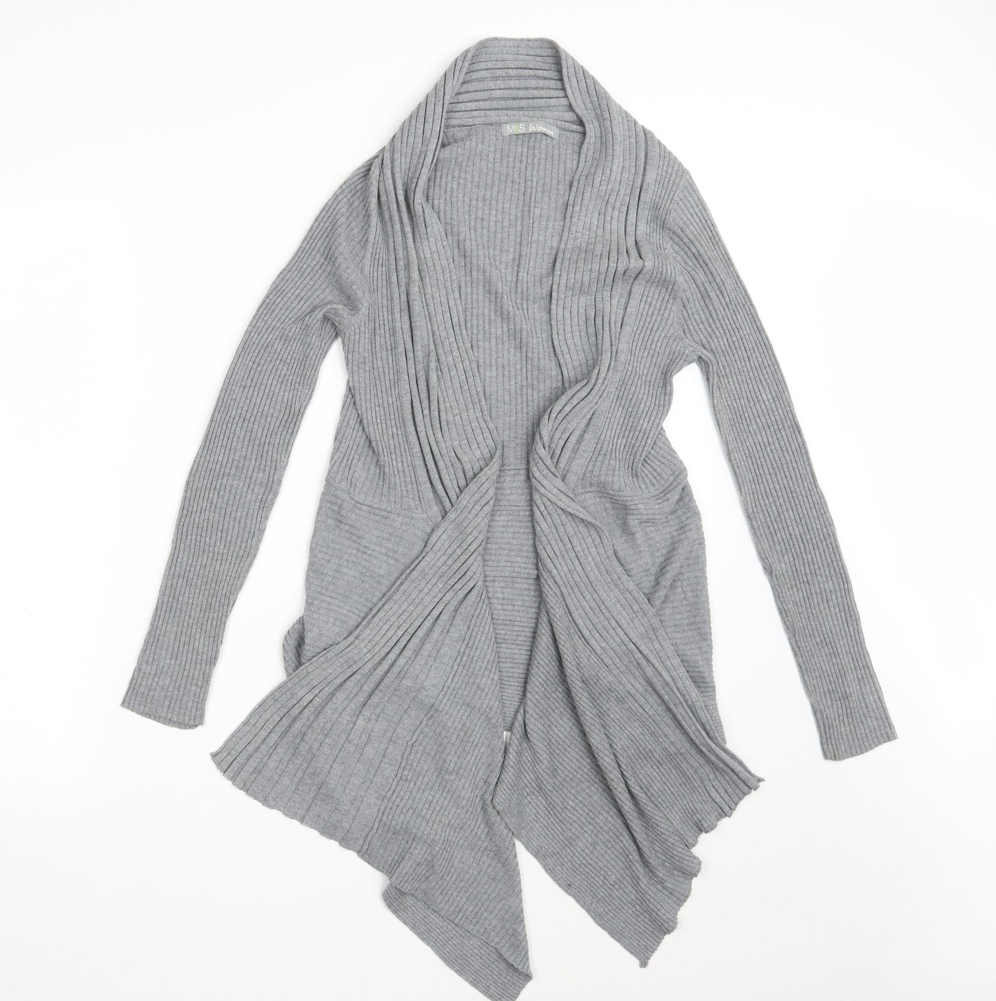 Marks and Spencer Womens Grey V-Neck  Polyamide Wrap Jumper Size 12