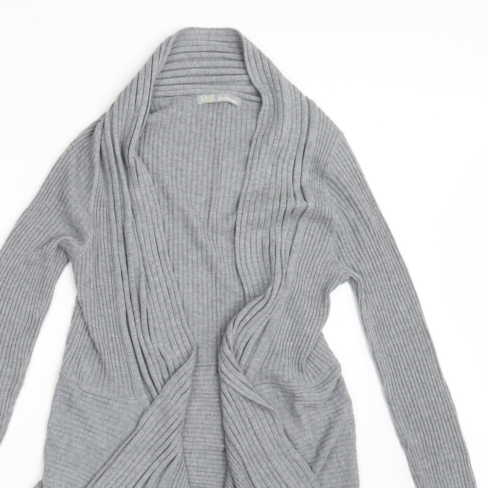 Marks and Spencer Womens Grey V-Neck  Polyamide Wrap Jumper Size 12