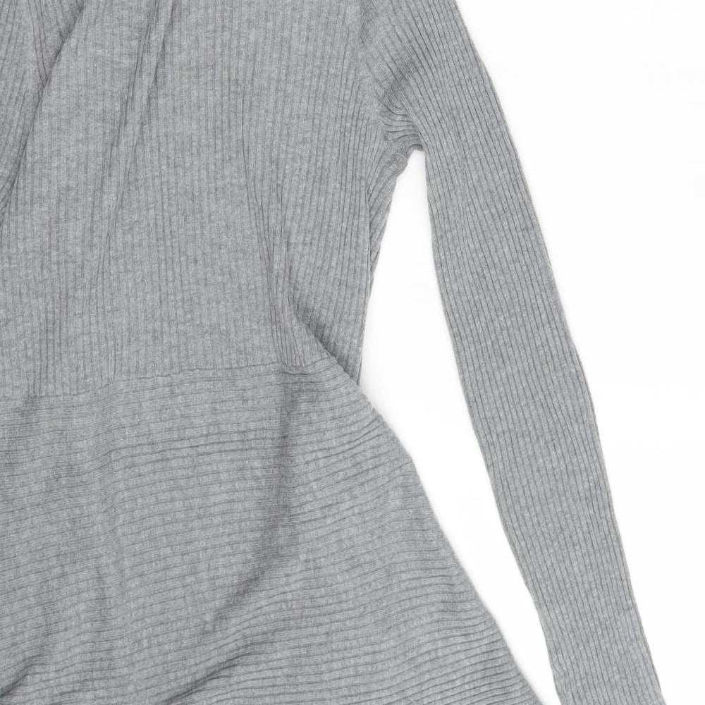 Marks and Spencer Womens Grey V-Neck  Polyamide Wrap Jumper Size 12
