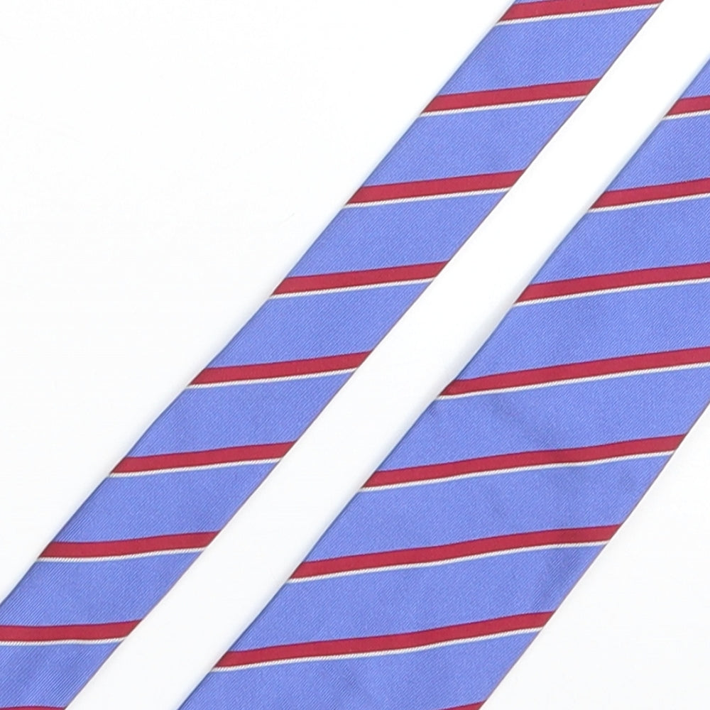 T.M.Lewin Mens Blue Striped Silk Pointed Tie One Size
